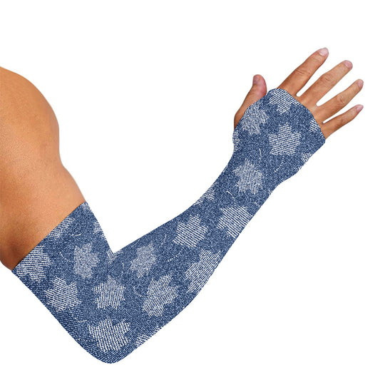 Maple Leaf Denim Jeans Pattern Print Sun Protection Arm Sleeves