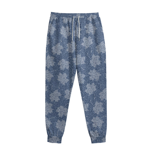 Maple Leaf Denim Jeans Pattern Print Sweatpants