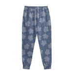 Maple Leaf Denim Jeans Pattern Print Sweatpants
