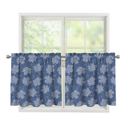 Maple Leaf Denim Jeans Pattern Print Tier Curtains