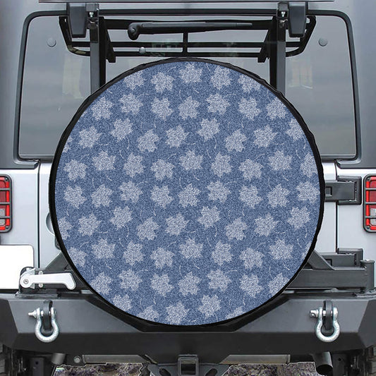 Maple Leaf Denim Jeans Pattern Print Tire Cover