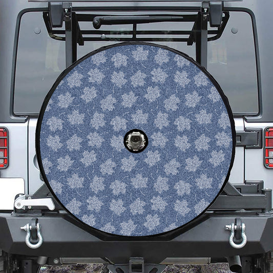 Maple Leaf Denim Jeans Pattern Print Tire Cover With Camera Hole