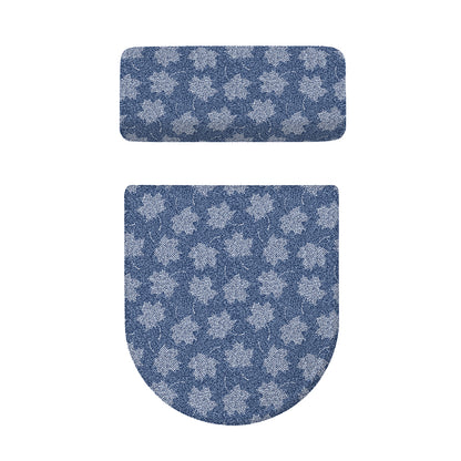 Maple Leaf Denim Jeans Pattern Print Toilet Lid And Tank Cover Set