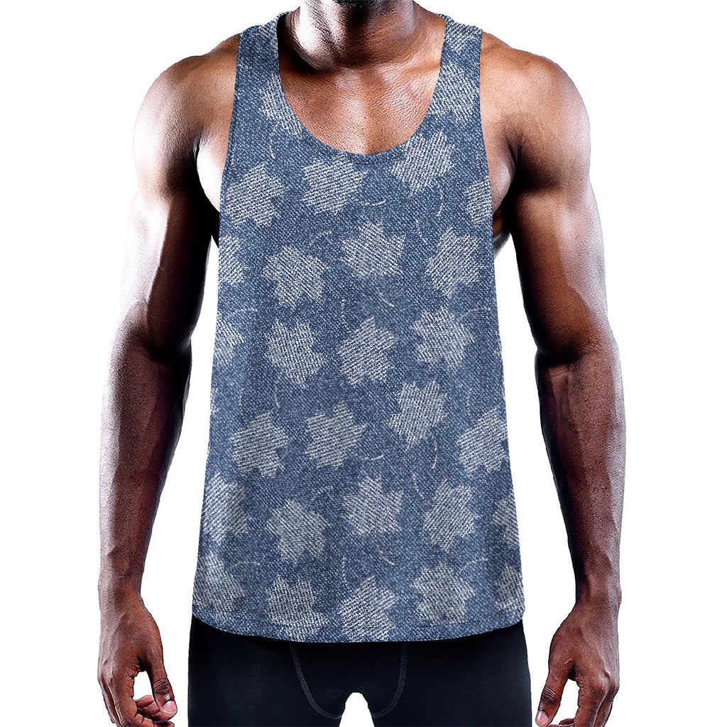Maple Leaf Denim Jeans Pattern Print Training Tank Top