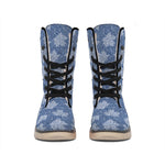 Maple Leaf Denim Jeans Pattern Print Winter Boots