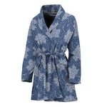 Maple Leaf Denim Jeans Pattern Print Women's Bathrobe