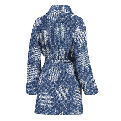 Maple Leaf Denim Jeans Pattern Print Women's Bathrobe