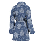 Maple Leaf Denim Jeans Pattern Print Women's Bathrobe