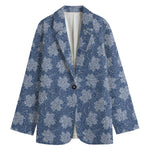 Maple Leaf Denim Jeans Pattern Print Women's Blazer