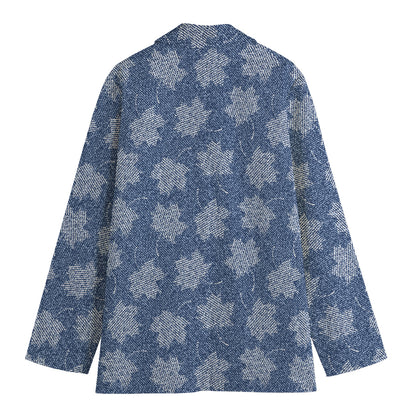 Maple Leaf Denim Jeans Pattern Print Women's Blazer