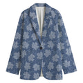 Maple Leaf Denim Jeans Pattern Print Women's Cotton Blazer