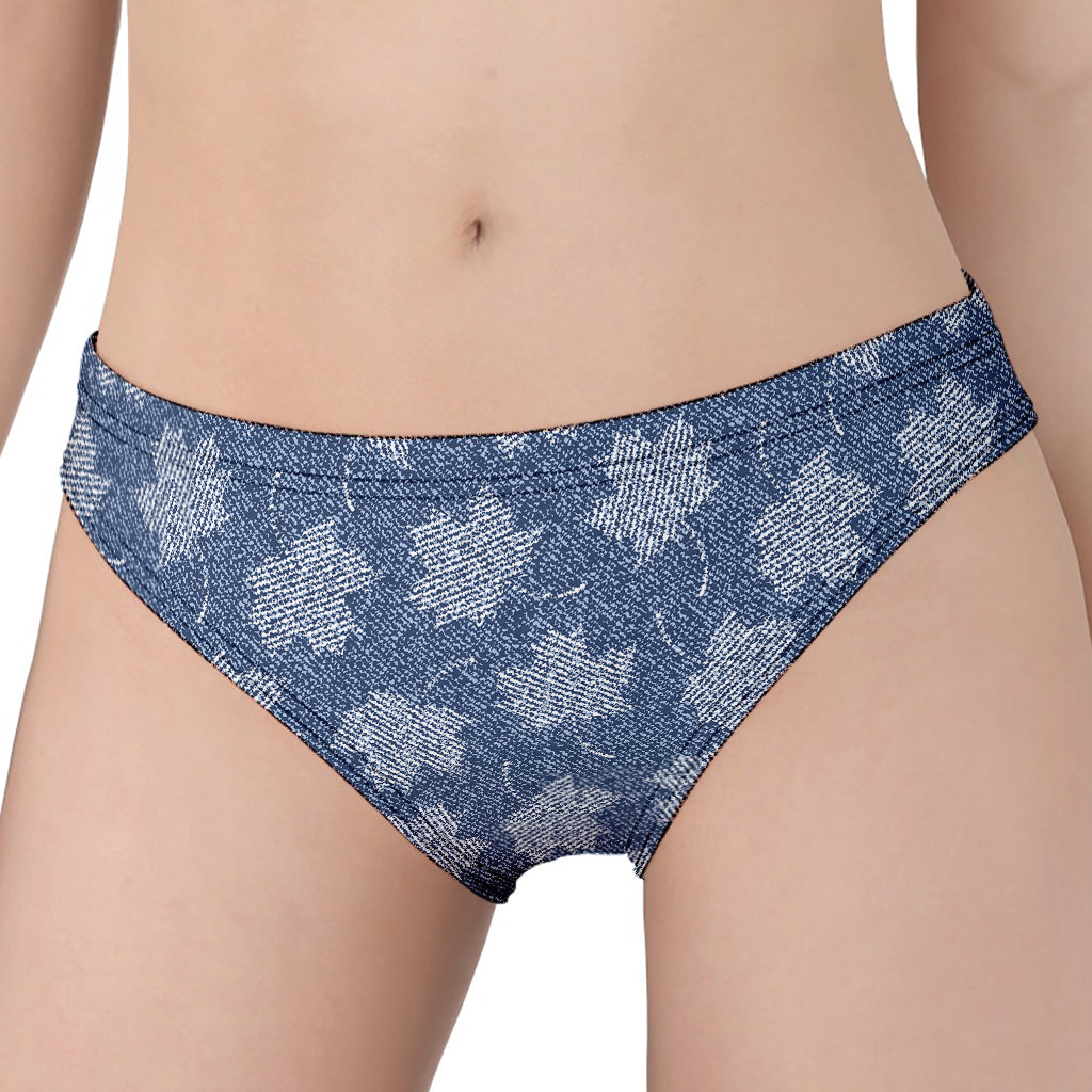 Maple Leaf Denim Jeans Pattern Print Women's Panties