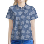 Maple Leaf Denim Jeans Pattern Print Women's Polo Shirt