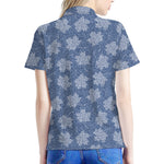 Maple Leaf Denim Jeans Pattern Print Women's Polo Shirt