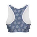Maple Leaf Denim Jeans Pattern Print Women's Sports Bra