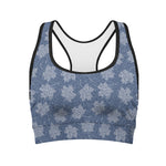 Maple Leaf Denim Jeans Pattern Print Women's Sports Bra