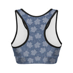 Maple Leaf Denim Jeans Pattern Print Women's Sports Bra