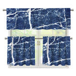 Marble Denim Jeans Pattern Print 3 Piece Kitchen Curtains
