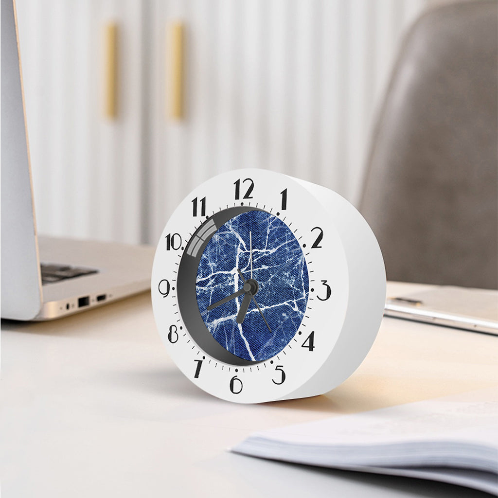 Marble Denim Jeans Pattern Print Alarm Clock
