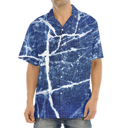 Marble Denim Jeans Pattern Print Aloha Shirt