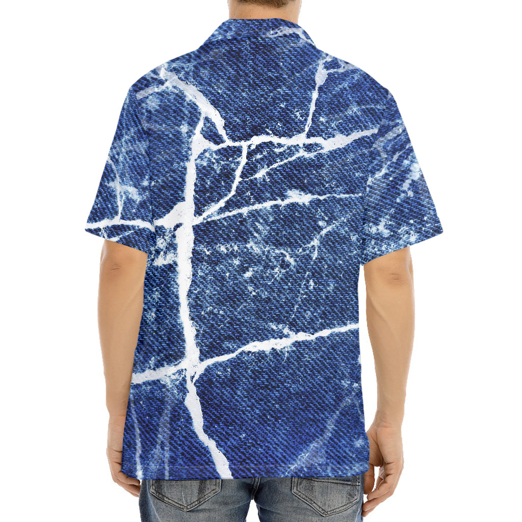 Marble Denim Jeans Pattern Print Aloha Shirt