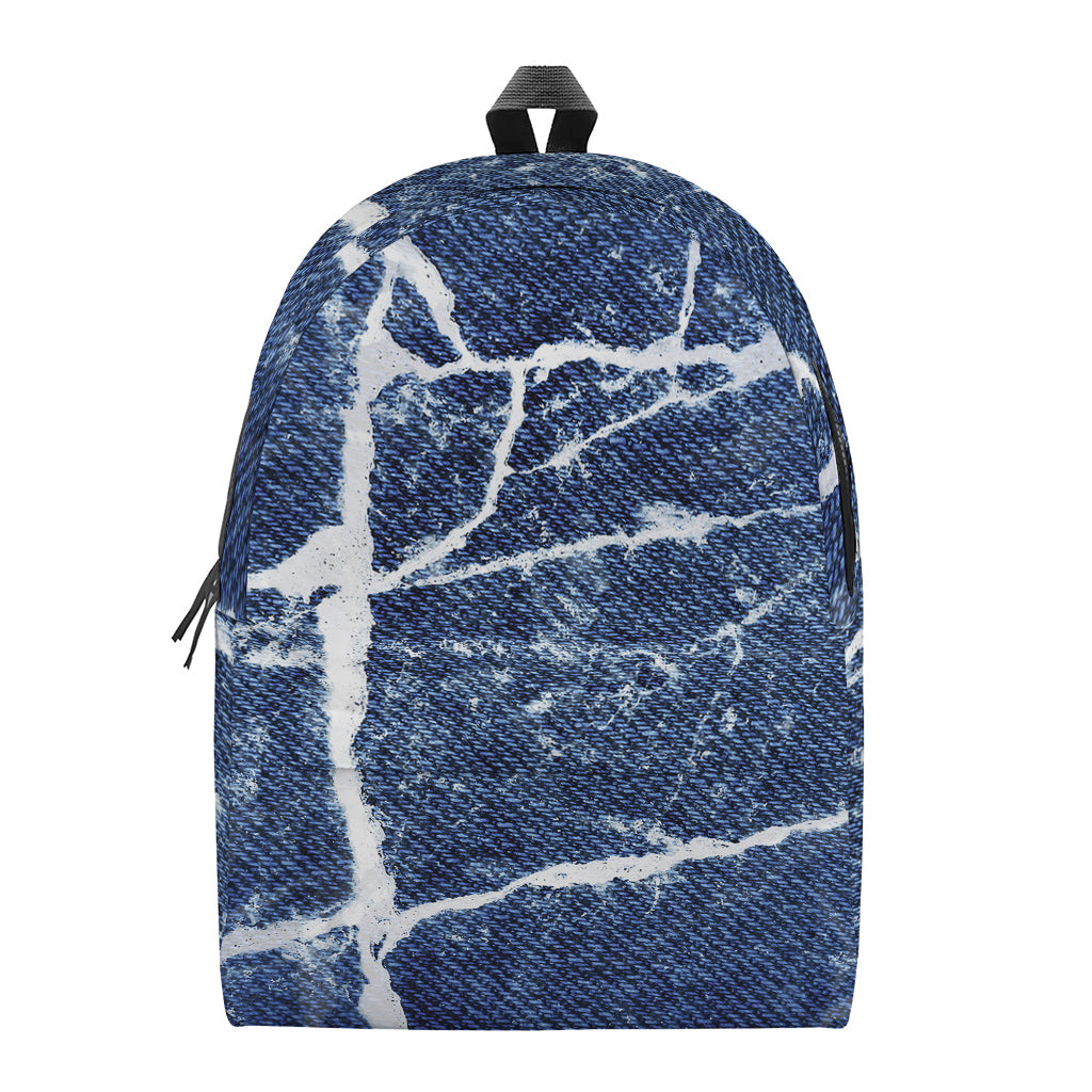 Marble Denim Jeans Pattern Print Backpack
