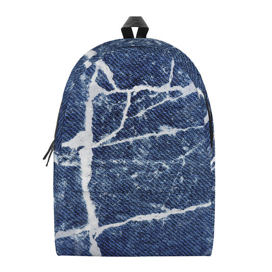 Marble Denim Jeans Pattern Print Backpack