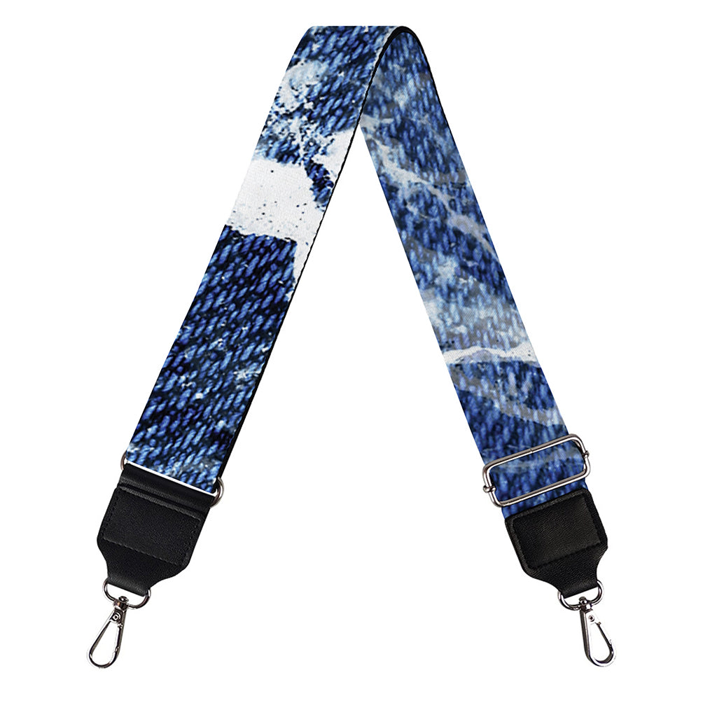 Marble Denim Jeans Pattern Print Bag Strap