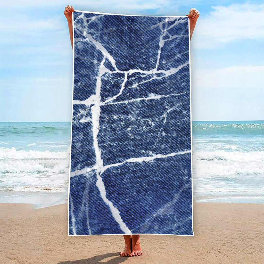 Marble Denim Jeans Pattern Print Beach Towel