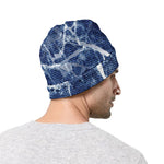 Marble Denim Jeans Pattern Print Beanie