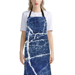 Marble Denim Jeans Pattern Print Bib Apron With Pocket