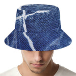 Marble Denim Jeans Pattern Print Bucket Hat