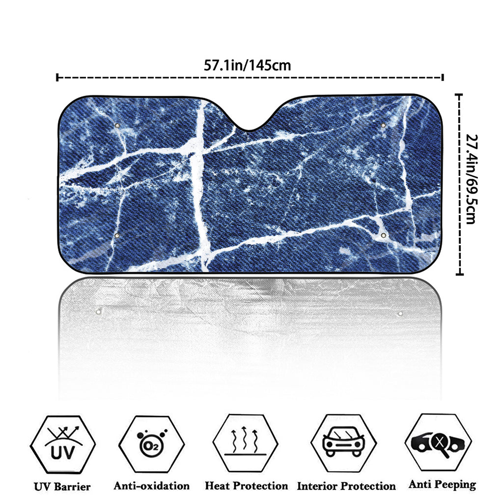 Marble Denim Jeans Pattern Print Car Windshield Sun Shade