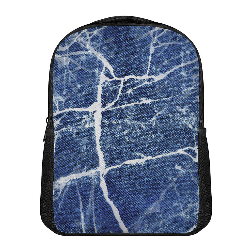 Marble Denim Jeans Pattern Print Casual Backpack
