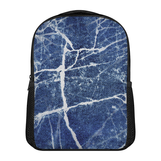 Marble Denim Jeans Pattern Print Casual Backpack