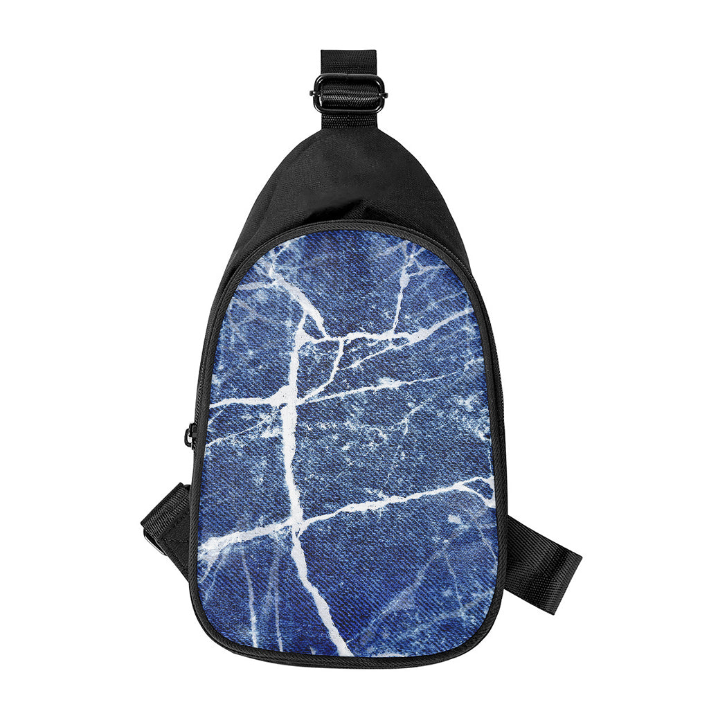 Marble Denim Jeans Pattern Print Chest Bag