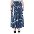 Marble Denim Jeans Pattern Print Chiffon Maxi Skirt