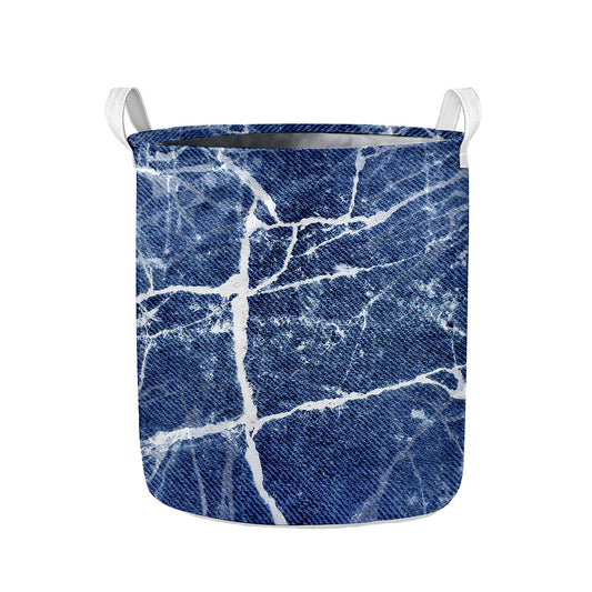 Marble Denim Jeans Pattern Print Collapsible Laundry Basket