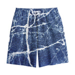 Marble Denim Jeans Pattern Print Cotton Shorts