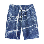 Marble Denim Jeans Pattern Print Cotton Shorts