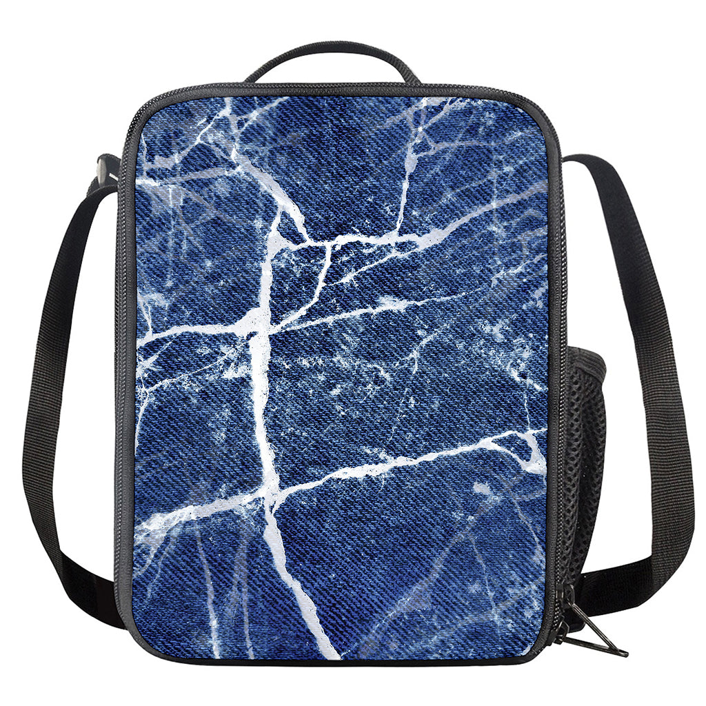 Marble Denim Jeans Pattern Print Crossbody Lunch Bag