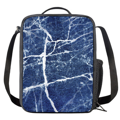 Marble Denim Jeans Pattern Print Crossbody Lunch Bag