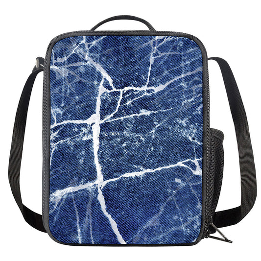 Marble Denim Jeans Pattern Print Crossbody Lunch Bag