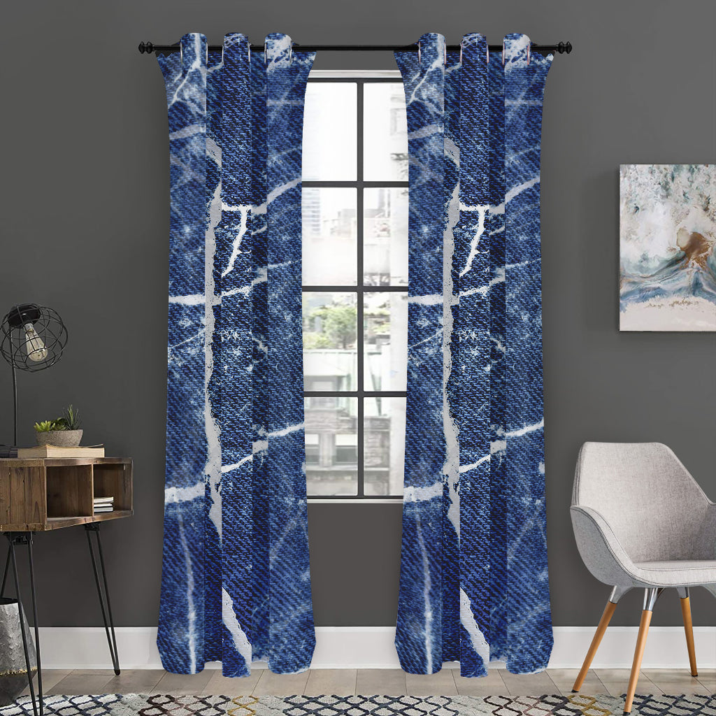 Marble Denim Jeans Pattern Print Curtain