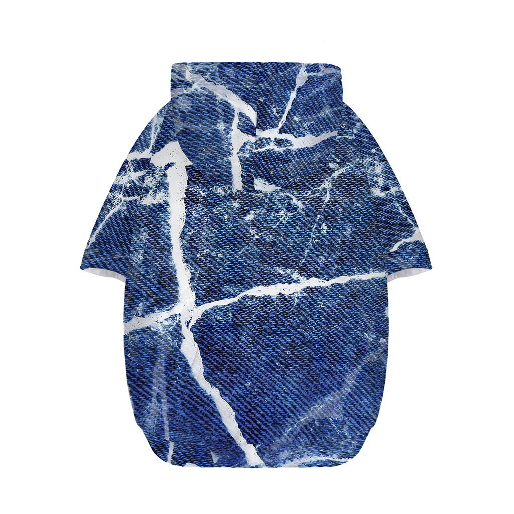 Marble Denim Jeans Pattern Print Dog Zip Up Hoodie