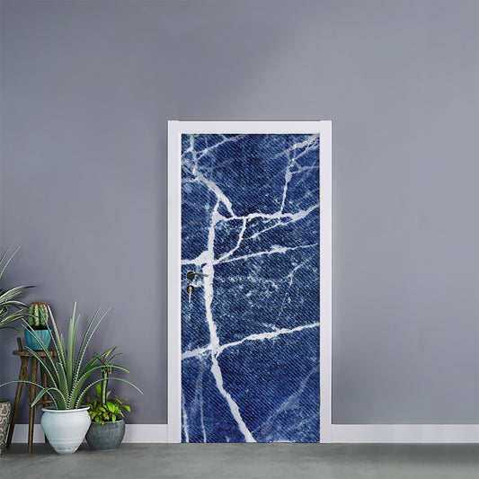 Marble Denim Jeans Pattern Print Door Sticker