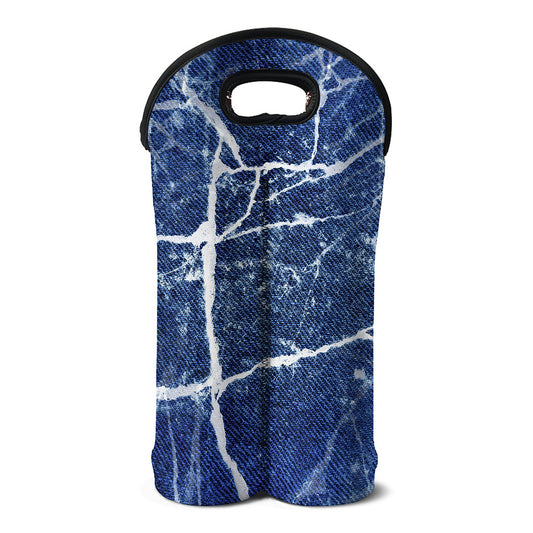 Marble Denim Jeans Pattern Print Double Neoprene Wine Tote
