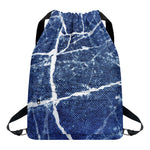 Marble Denim Jeans Pattern Print Drawstring Backpack