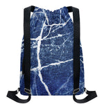 Marble Denim Jeans Pattern Print Drawstring Backpack