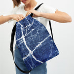 Marble Denim Jeans Pattern Print Drawstring Backpack
